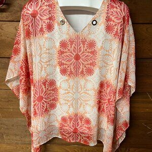 Women Blouse- XL - M Collection - Poncho Style - Orange and Red